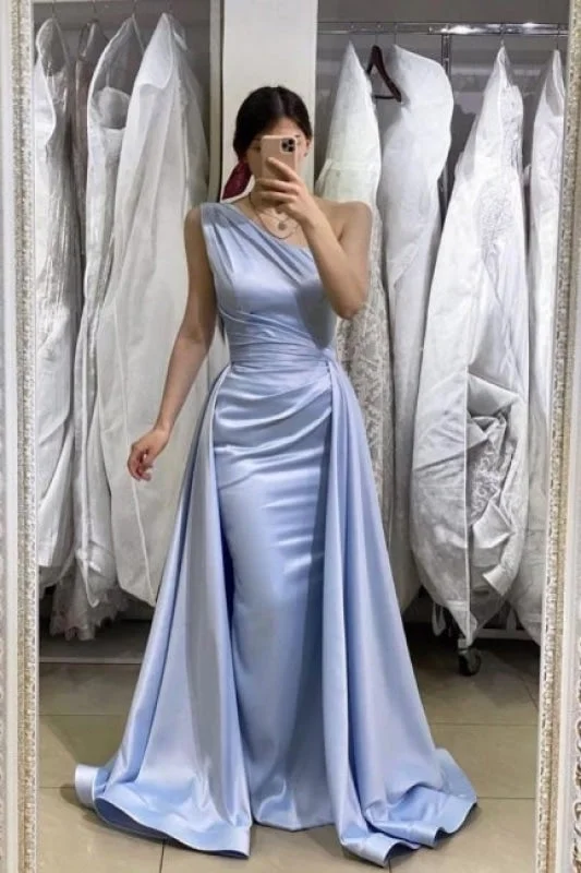 mermaid evening dress-Simple Long Blue Sleeveless Mermaid Evening Dress