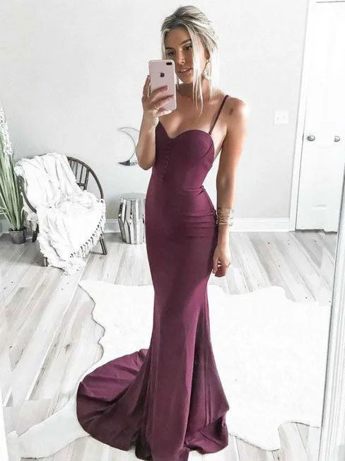 high neck evening dress-Spagetti Straps Mermaid Prom Dresses