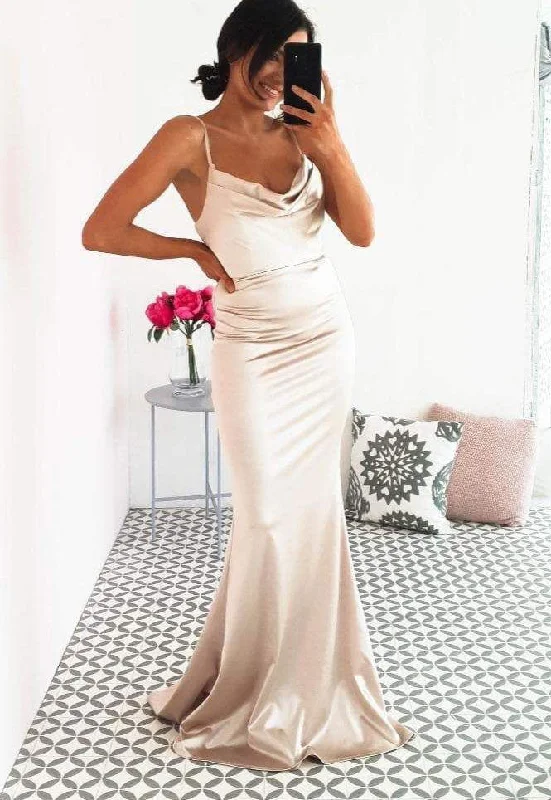 elegant tulle evening dress-Spaghetti Straps Long Prom Dresses under 100 JK55