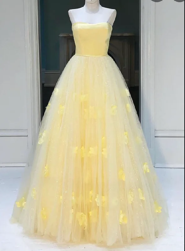 layered evening dress-Sweetheart Yellow Prom Dresses